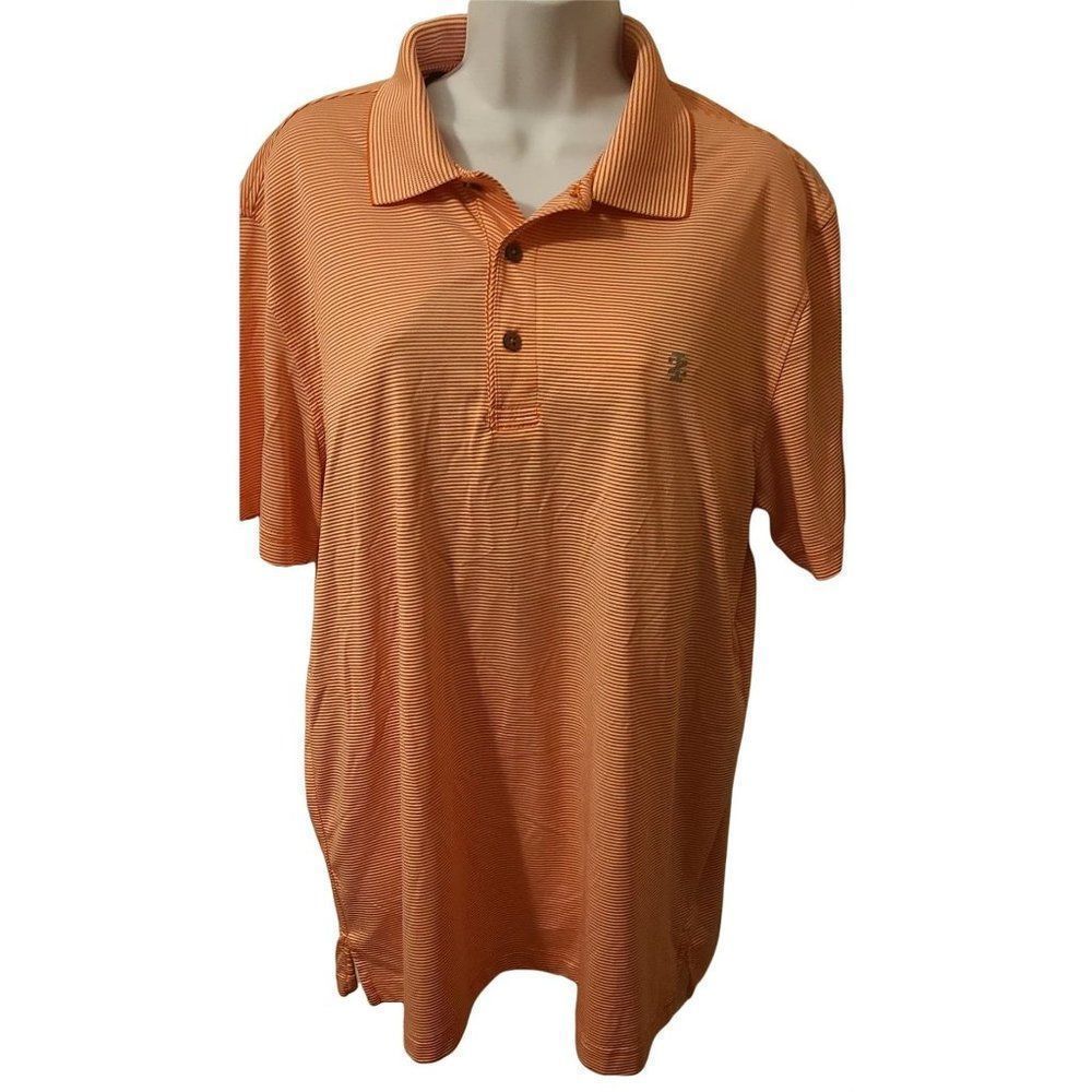 IZOD Golf Orange and White Polo Size L
